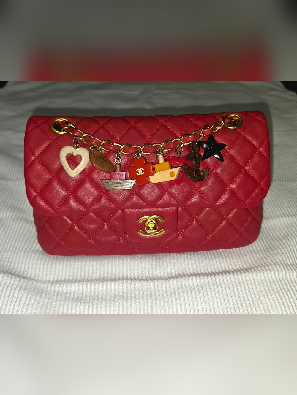 Chanel Small Flap Bag In Red Lambskin Cruise 2011 Collection